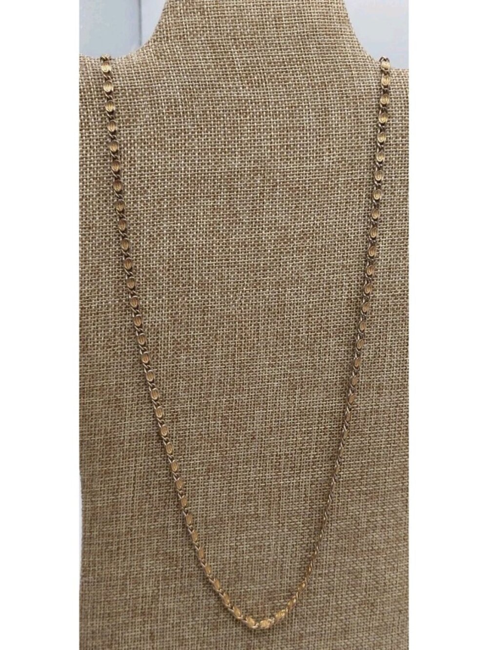Monet Necklace Gold tone Scroll Flat Chain 36”